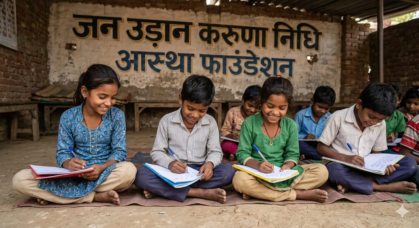 Village classroom — children studying